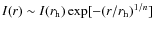 $I(r)\sim I(r_{\rm h})\exp[-(r/r_{\rm h})^{1/n}]$