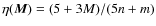 $\eta(\vec{M})=(5+3M)/(5n+m)$
