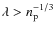 $\lambda>n_{\rm p}^{-1/3}$