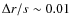 $\Delta r/s\sim0.01$