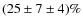 $(25\pm7\pm4)\%$
