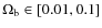 $\Omega_{\rm b}\in [0.01,0.1]$
