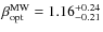 $\beta_{\rm opt}^{\rm MW}=1.16^{+0.24}_{-0.21}$