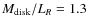 $M_{\rm {disk}}/L_{R} = 1.3$