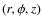 $(r,\phi,z)$