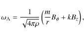 \begin{displaymath}
\omega_{\rm A} = {{1}\over {\sqrt{4\pi \rho}}}\left ({m\over r}B_{\phi}+ k
B_z\right ),
\end{displaymath}