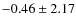 $-0.46\pm2.17$