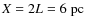 $X = 2L = 6\;{\rm pc}$