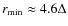 $r_{{\rm min}}\approx 4.6\Delta$