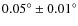 $0.05^{\circ}\pm 0.01^{\circ}$