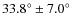 $ 33.8^\circ\pm 7.0^\circ$