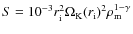 $S=10^{-3}r_{\rm i}^2\Omega_{\rm K}(r_{\rm i})^2\rho_{\rm m}^{1-\gamma}$
