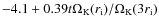 $-4.1+0.39t\Omega _{\rm K}(r_{\rm i}) / \Omega _{\rm K}(3r_{\rm i})$