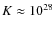 $K\approx 10^{28}$