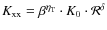 $K_{\rm xx}= \beta^{\eta_{\rm T}} \cdot K_0 \cdot {\cal R}^\delta$