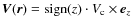 $\vec{V}(\vec{r})={\rm sign}(z)
\cdot V_{\rm c} \times \vec{e}_z$