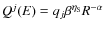 $Q^j(E)= q_j \beta^{\eta_{\rm S}} R^{- \alpha}$
