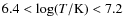 $6.4 < \log (T / {\rm K} ) < 7.2$