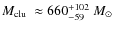 $\mbox{$M_{\rm clu}$ }\approx660^{+102}_{-59}~\mbox{$M_\odot$ }$
