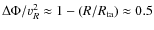 $\Delta \Phi/v_R^2\approx 1-(R/R_{\rm ta})\approx 0.5$
