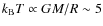 $k_{\rm B} T\propto GM/R\sim 5$