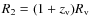 $R_2 = (1+z_{\rm v})R_{\rm v}$