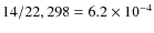 $14 / 22,298 = 6.2 \times 10^{-4}$