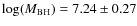 $\log(M_{\rm BH}) = 7.24\pm0.27$