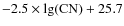 $-2.5 \times {\rm lg}({\rm CN}) + 25.7$