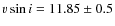 $v\sin i = 11.85 \pm 0.5$