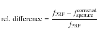 \begin{displaymath}{\rm rel.\ difference} = \frac{{f}_{\rm PRF} - {f}_{\rm aperture}^{\rm
corrected}}{{f}_{\rm PRF}}
\end{displaymath}