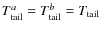 $T_{\rm tail}^a = T_{\rm tail}^b = T_{\rm tail}$