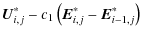$\displaystyle \vec{U}_{i,j}^{\ast}
- c_1 \left( \vec{E}_{i,j}^{\ast} - \vec{E}_{i-1,j}^{\ast} \right)$