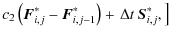 $\displaystyle c_2 \left( \vec{F}_{i,j}^{\ast} -
\vec{F}_{i,j-1}^{\ast} \right)
+ \left. \Delta t \ \vec{S}_{i,j}^{\ast},
\right]$