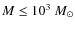 $M \leq 10^3~M_\odot$