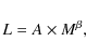 \begin{displaymath}L = A \times M^\beta {\rm ,}
\end{displaymath}