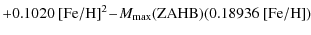 $\displaystyle + 0.1020~{\rm [Fe/H]}^2\!-\!M_{\rm max}({\rm ZAHB})(0.18936~{\rm [Fe/H]})$