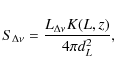 \begin{displaymath}%
S_{\Delta \nu} = {L_{\Delta\nu} K(L,z) \over 4\pi d_L^2},
\end{displaymath}