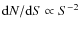 ${\rm d}N/{\rm d}S \propto S^{-2}$