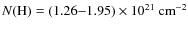 $N({\rm H})= (1.26 {-} 1.95) \times 10^{21}~{\rm cm}^{-2}$