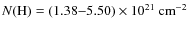 $N({\rm H})= (1.38 {-} 5.50) \times 10^{21}~{\rm cm}^{-2}$