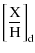$\displaystyle %
\left[\frac{\rm X}{\rm H}\right]_{\rm d}$