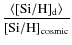$\displaystyle\frac{\langle[{\rm Si/H}]_{\rm d} \rangle}{[{\rm Si/H}]_{\rm cosmic}}$