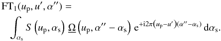 \appendix \setcounter{section}{1} \begin{eqnarray*} &&\!\!\!\!\!\intone = \nonumber\\ && \sint{\as}{\S{}\left(\up, \as\right)\,\Waftnn{}\left(\up,\afff-\as\right)\,\iexp{\left(\up-\uff\right) \left(\afff-\as\right)}}. \end{eqnarray*}