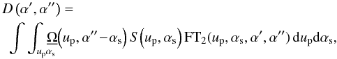 \appendix \setcounter{section}{1} \begin{eqnarray} &&\!\!\!\!\!\Dw{}\left(\aff, \afff\right) = \nonumber\\ &&\! \! \dint{\up}{\as}{\!\Waftnn{}\!\left(\up,\afff\!-\!\as\right)\S{}\!\left(\up, \as\right)\inttwo}, \label{eq:demo:dirty:2} \end{eqnarray}