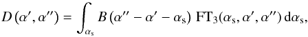 \appendix \setcounter{section}{1} \begin{equation} D{}\left(\aff, \afff\right) = \sint{\as}{B{}\left(\afff-\aff-\as\right)\,\intthr}, \label{eq:demo:dirty:3} \end{equation}