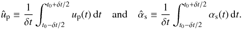 \appendix \setcounter{section}{3} \begin{equation} \upave \Definition \Tave{\tone}{\ttwo}{\up(t)} \quad \mbox{and} \quad \asave \Definition \Tave{\tone}{\ttwo}{\as(t)}. \end{equation}