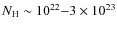 $N_{\rm H} \sim 10^{22}{-}3\times 10^{23}$