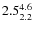 $\rm 2.5^{4.6}_{2.2}$
