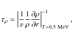 \begin{eqnarray*}\tau_\rho = \left\vert
\frac{1}{v}\frac{1}{\rho}\frac{\partial\rho}{\partial r}
\right\vert_{T=0.5~{\rm MeV}}^{-1},
\end{eqnarray*}